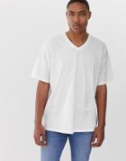 Asos Design Oversized T-shirt With V Neck In White
