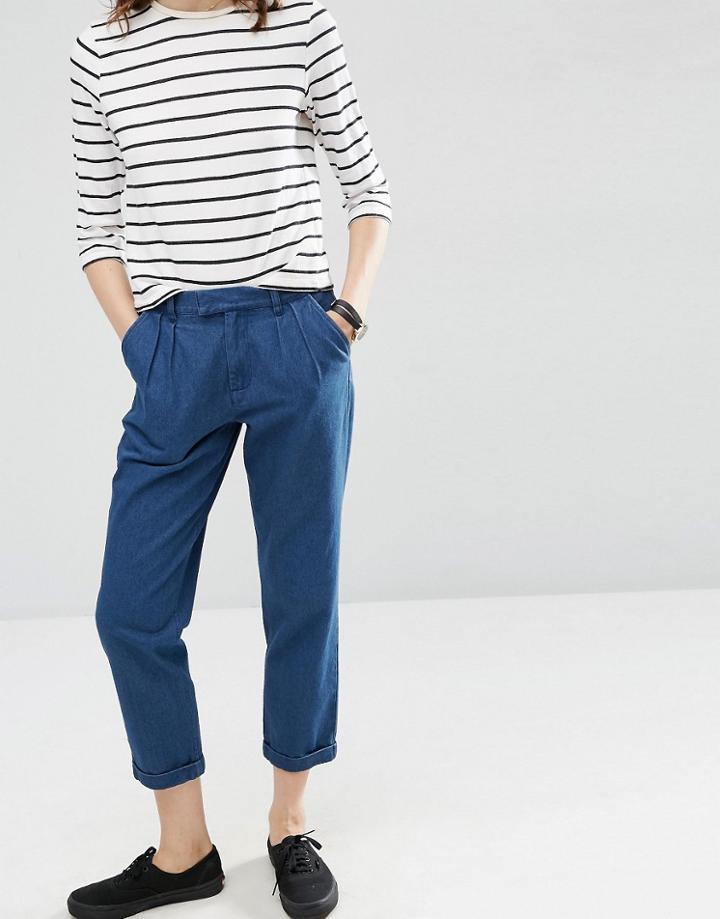 Asos Denim Chino In Dark Stonewash Blue - Blue