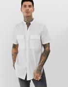 Asos Design Regular Fit Super Longline Shirt In White - White