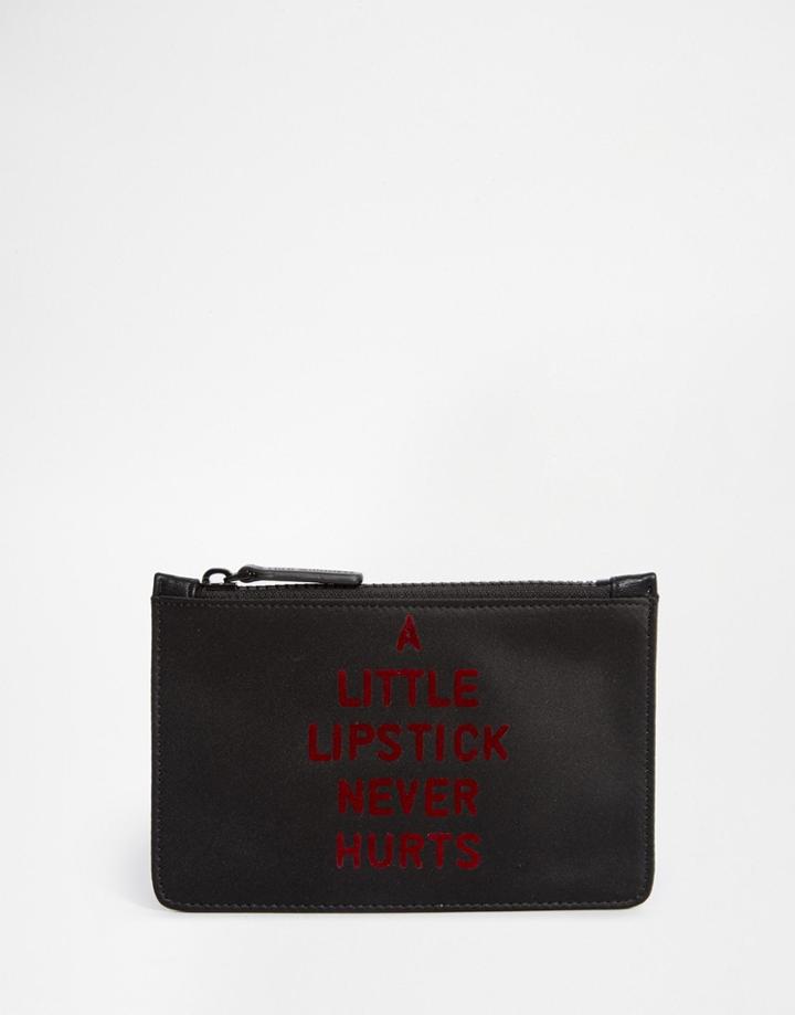 Lulu Guinness Lipstick Never Hurts Satin Makeup Bag - Lipstick Never Hurts