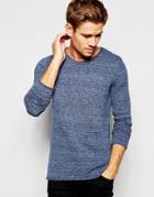Selected Homme Knitted Sweater With Raw Edge Neck - Blue