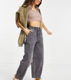 Asos Design Petite Pull On Pants With Hammer Loop In Charcoal-grey