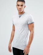 Asos Muscle T-shirt With Roll Sleeve And Modesty Triangle In Interest Fabric - Gray