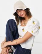 Asos Design Crochet Bucket Hat In Stone-neutral