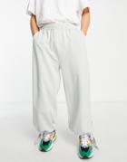 Asos Design Oversized Wide Leg Sweatpants With Side Ties In Light Gray