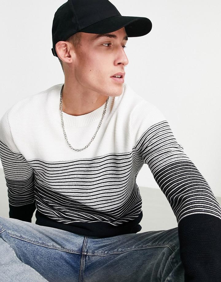 Jack & Jones Originals Gradient Sweater In Black & White