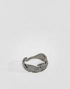 Icon Brand Feather Wrap Ring In Gunmetal - Silver