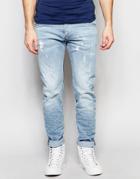 Diesel Jeans Belther 849e Slim Tapered Fit Stretch Distressed Light Wash - Light Wash