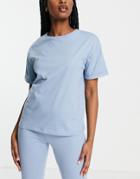 Asos Design Mix & Match Cotton Pyjama Tee In Blue - Khaki-green