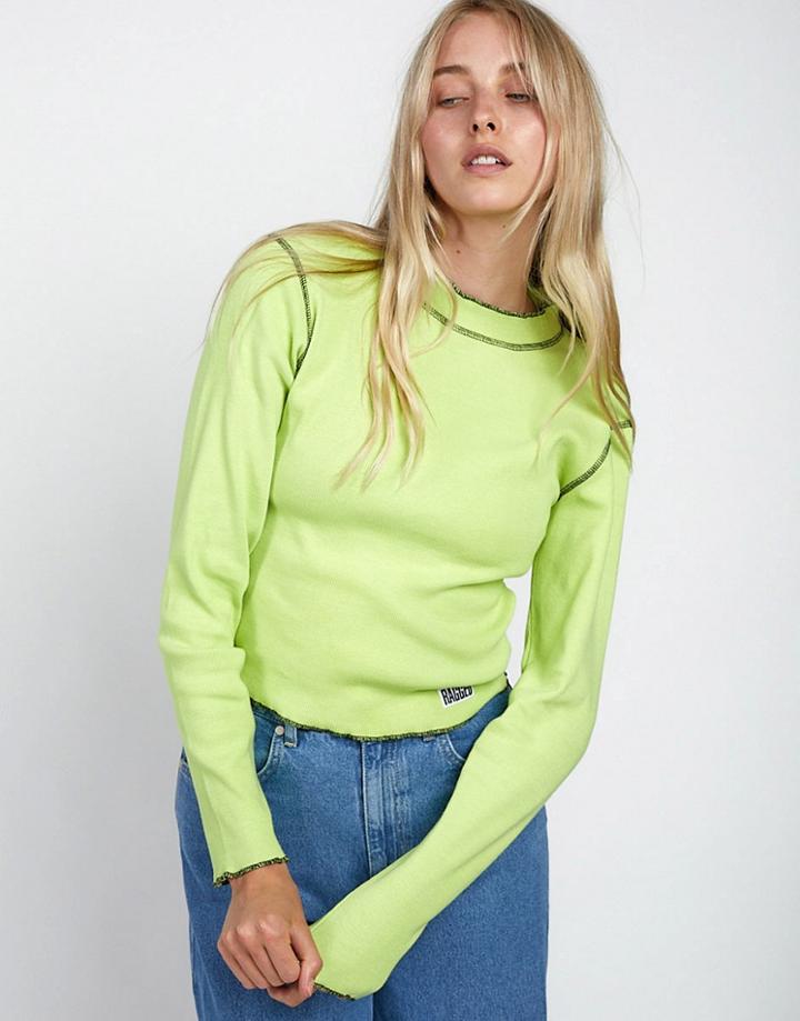 The Ragged Priest Long Sleeve T-shirt With Logo Front And Overlocking-green