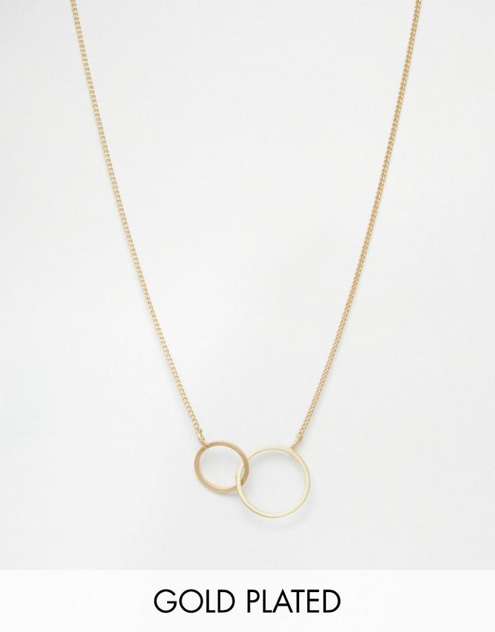 Pilgrim Double Circle Necklace - Gold