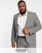 Twisted Tailor Plus Pudwill Slim Fit Suit Jacket In Beige And Navy Micro Plaid-multi