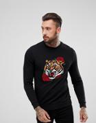 Asos Sweatshirt With Tiger Applique - Black