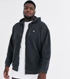 Asos Design Plus Oversized Zip Up Hoodie In Charcoal With Triangle-gray