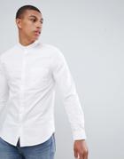 New Look Oxford Shirt In White With Grandad Collar - White