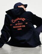 Carhartt Wip Dennis Cord Hooded Coach Jacket In Navy