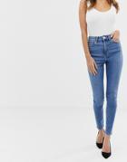 Asos Design Ridley High Waist Skinny Jeans In Bright French Blue - Blue