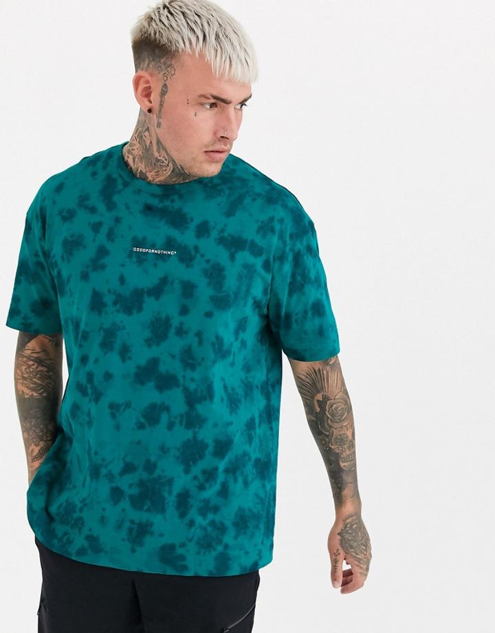 Good For Nothing Oversized T-shirt In Green Tie Dye - Green
