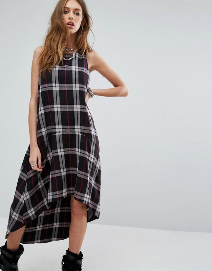 Noisy May Erik Check Hi-lo Dress - Multi