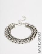 Asos Curve Heavy Mixed Chain Bracelet - Burnished Silver