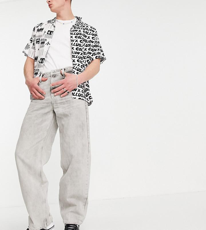 Collusion X014 90s Baggy Jeans In Gray Wash-grey