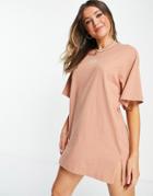Monki Tori Organic Cotton Mini T-shirt Dress With Embroidered Sun In Pink