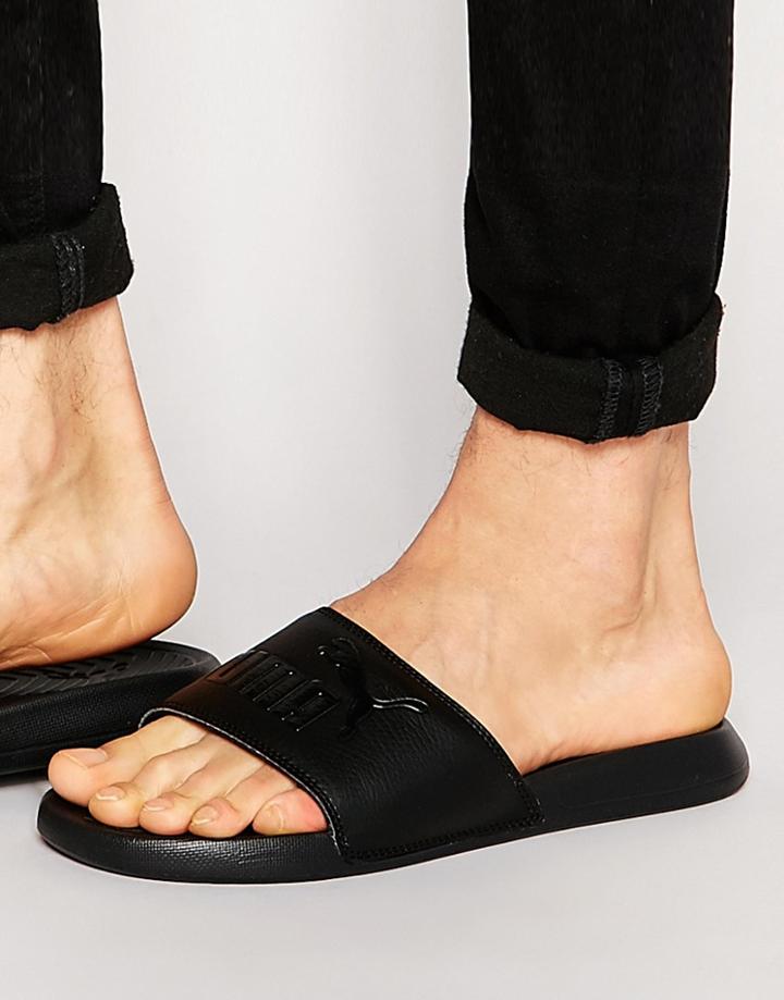 Puma Popcat Slider Flip Flops - Black