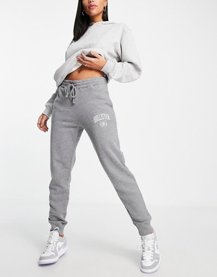 Hollister Logo Detail Sweatpants In Gray