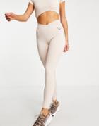 Twill Active Recycled Sustainable Seamless Ribbed V Waist Leggings In Mink-pink