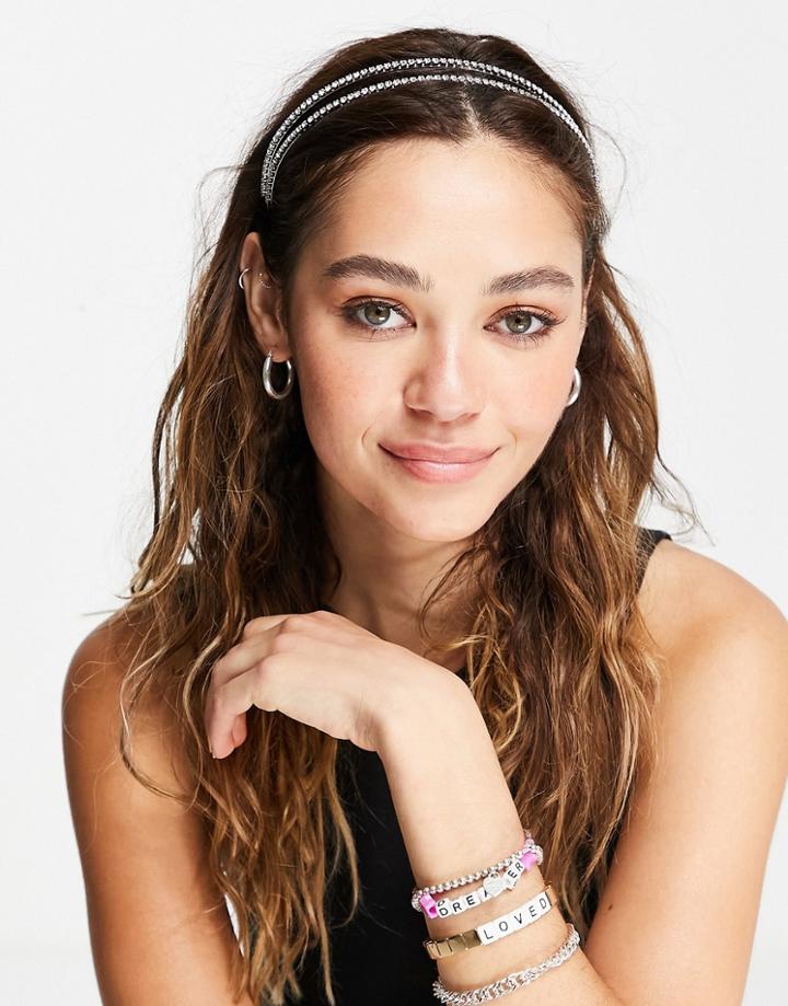 Tophop Double Row Headband In Silver And Crystal