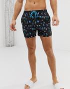 South Beach Recycled Swim Shorts In Feather Print-multi