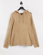 Asos Design Knitted Set Soft Yarn Hoodie In Oatmeal-neutral