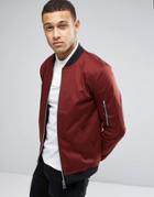 Asos Muscle Fit Bomber Jacket With Ma1 Pocket In Rust - Red