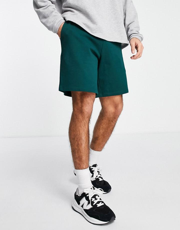 Asos Design Oversized Jersey Shorts In Dark Green