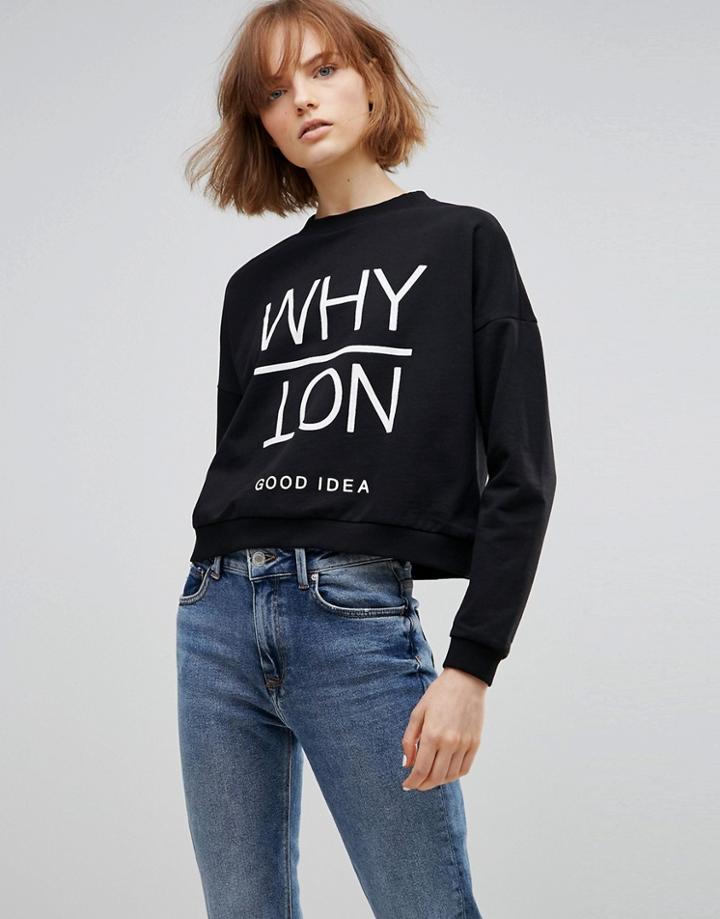 Noisy May Liko Cropped Sweater - Black