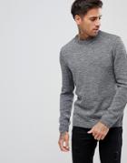 Asos Design Midweight Sweater In Black And White Twist