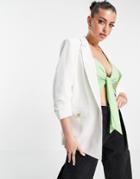 River Island Ruched Sleeve Blazer In White