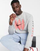 Nike Sneaker Obsessed Retro Graphic Crew Neck Fleece Sweatshirt In Gray Heather