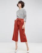 Asos Tailored Culotte With Tie Waist - Red