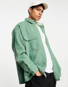 Asos Design Extreme Oversized Wool Mix Shirt In Green