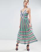 Asos Salon Lace Placed Multi Strap Back Midi Prom Dress - Multi