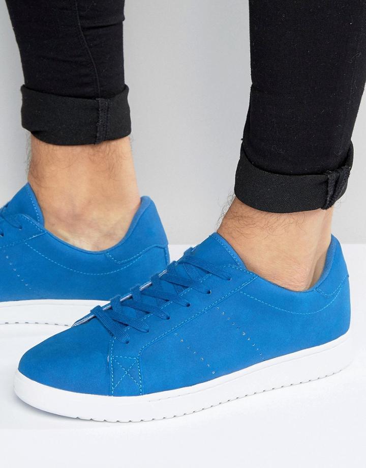 Asos Lace Up Sneakers In Blue - Blue