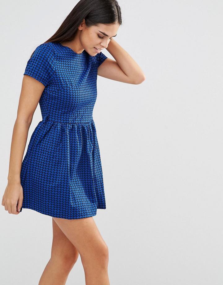 Madam Rage Skater Dress In Texture - Blue