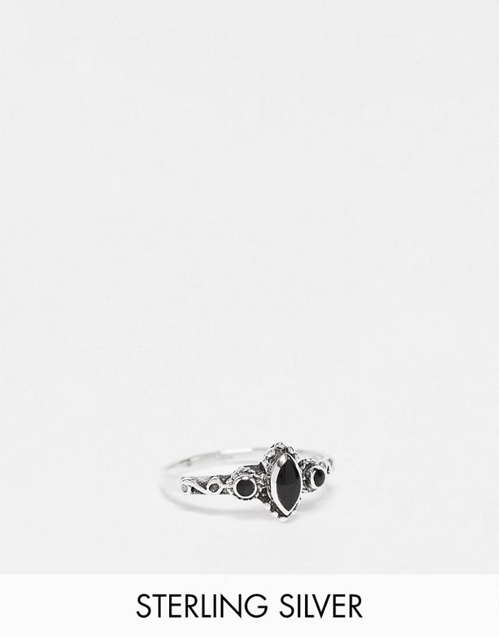 Kingsley Ryan Sterling Silver Black Stone Ornate Ring