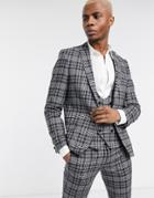 Twisted Tailor Suit Jacket In Gray Check-grey