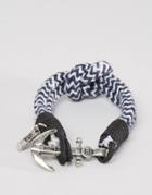 Icon Brand Stripe Anchor Woven Bracelet In Navy - Navy