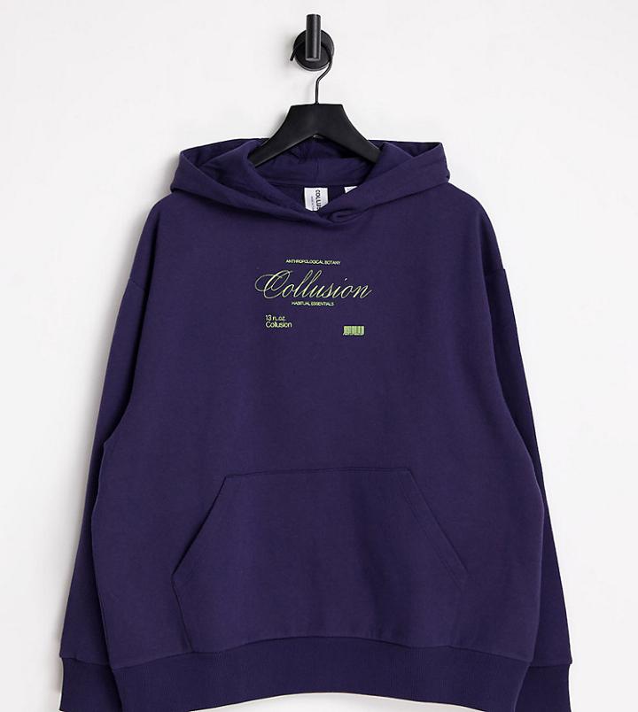 Collusion Branded Oversized Hoodie In Navy