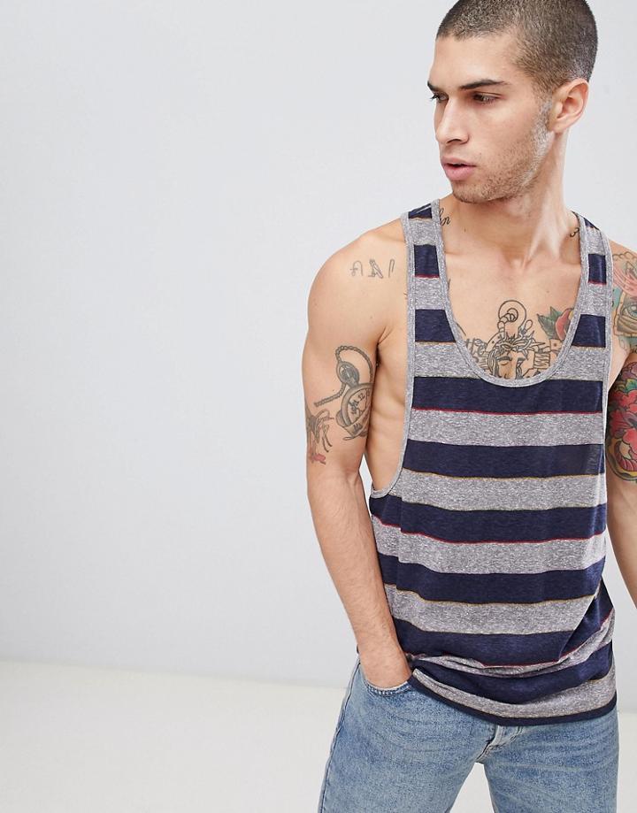 Asos Design Extreme Racer Back Vest With Neppy Stripe - Multi