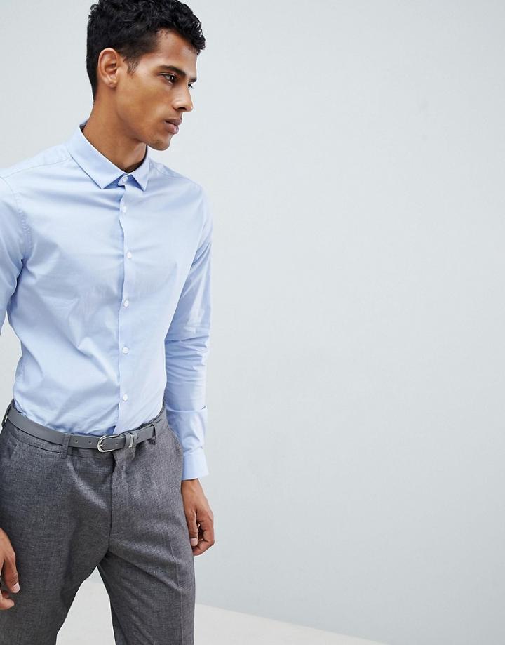 Asos Design Skinny Shirt In Blue