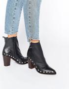 Asos Entity Leather Stud Ankle Boots - Black